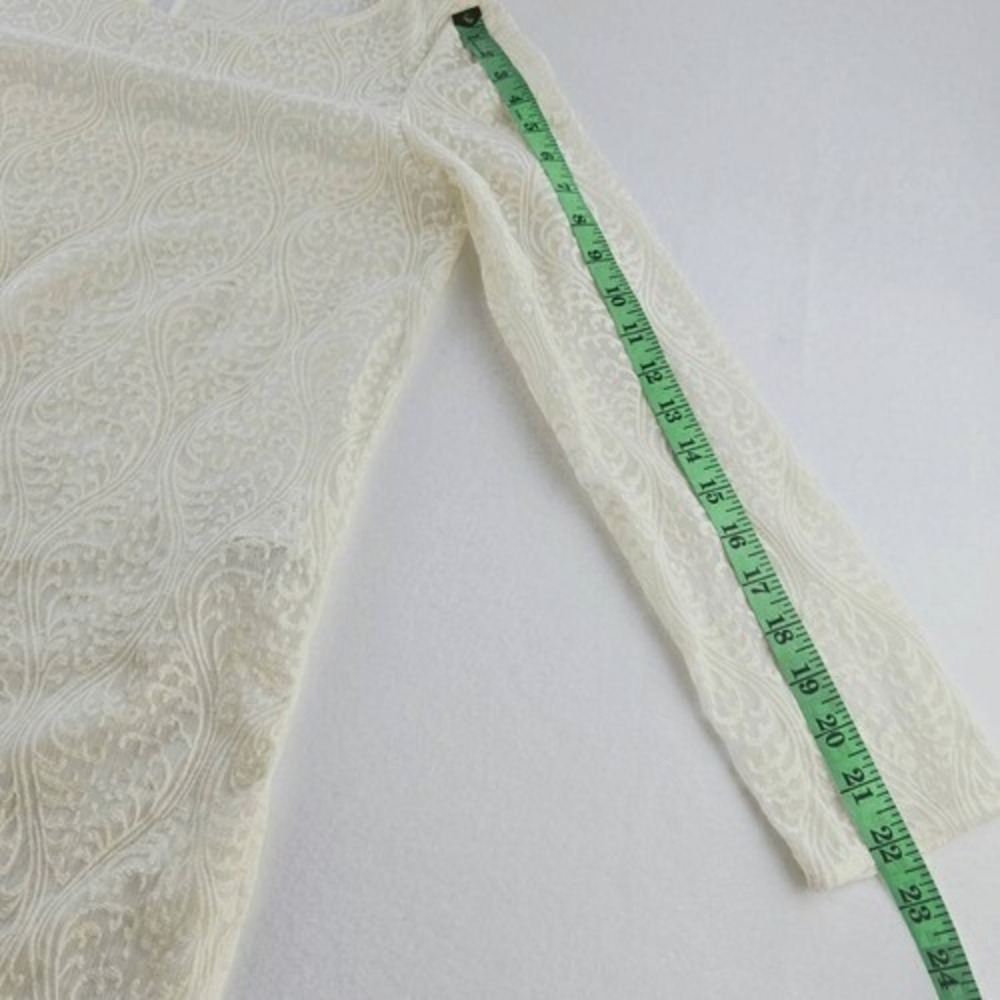 Zara Woman Lace Tunic Top Elegant Long Sleeve Ivory Cream Size M - Picture 8 of 8